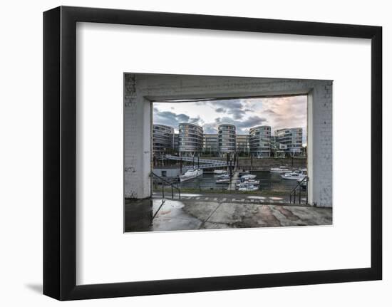 Duisburg, North Rhine-Westphalia, Germany, Five Boats Office Building in the Duisburg Inner Harbour-Bernd Wittelsbach-Framed Photographic Print