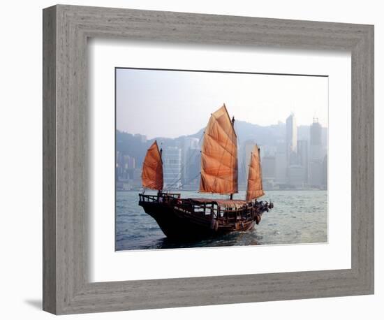 Duk Ling Junk Boat Sails in Victoria Harbor, Hong Kong, China-Russell Gordon-Framed Photographic Print