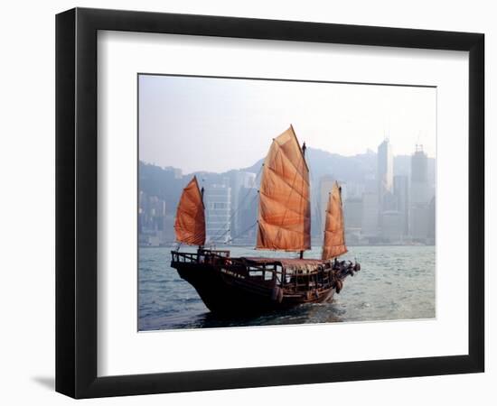 Duk Ling Junk Boat Sails in Victoria Harbor, Hong Kong, China-Russell Gordon-Framed Photographic Print
