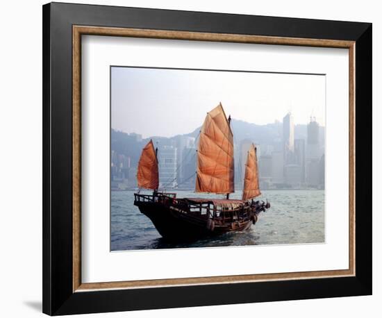 Duk Ling Junk Boat Sails in Victoria Harbor, Hong Kong, China-Russell Gordon-Framed Photographic Print