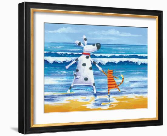 Duke and Sweetpea Love Paddling-Peter Adderley-Framed Art Print