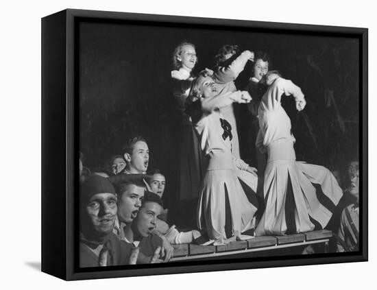 Duke Cheerleaders Cheering Amound the Fans in the Bleachers-Mark Kauffman-Framed Premier Image Canvas