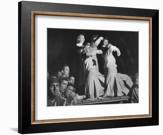 Duke Cheerleaders Cheering Amound the Fans in the Bleachers-Mark Kauffman-Framed Photographic Print