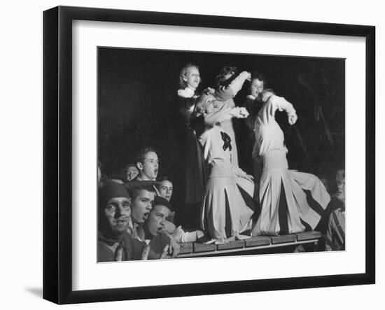 Duke Cheerleaders Cheering Amound the Fans in the Bleachers-Mark Kauffman-Framed Photographic Print