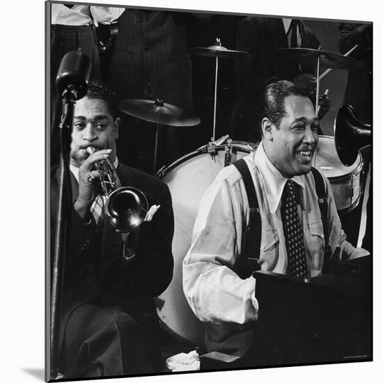 Duke Ellington at an After Hours Jam Session-Gjon Mili-Mounted Premium Photographic Print