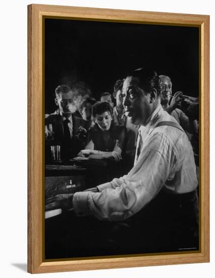 Duke Ellington Playing Sophisticated Lady at Jam Session-Gjon Mili-Framed Premier Image Canvas