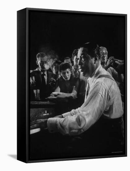 Duke Ellington Playing Sophisticated Lady at Jam Session-Gjon Mili-Framed Premier Image Canvas