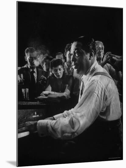Duke Ellington Playing Sophisticated Lady at Jam Session-Gjon Mili-Mounted Premium Photographic Print