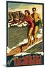 Duke Kahanamoku Surfing Scene, Waikiki, Hawaii-Lantern Press-Mounted Art Print