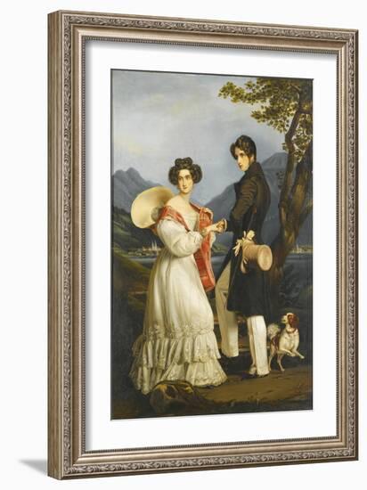 Duke Maximilian Joseph in Bavaria and Ludovika of Bavaria at Schloss Tegernsee-Joseph Karl Stieler-Framed Giclee Print