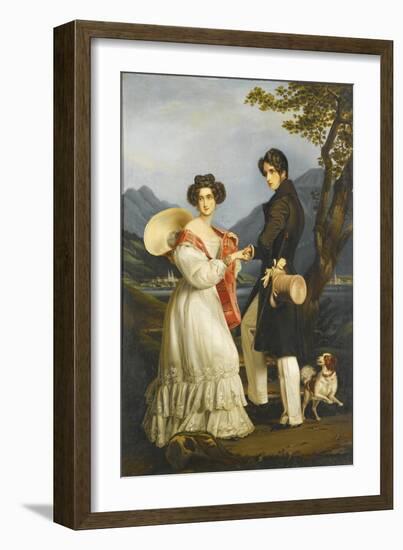 Duke Maximilian Joseph in Bavaria and Ludovika of Bavaria at Schloss Tegernsee-Joseph Karl Stieler-Framed Giclee Print