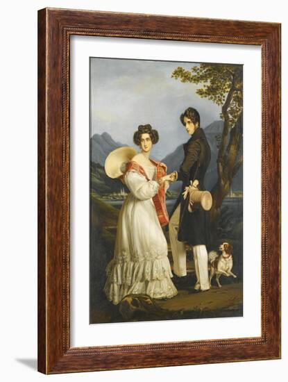 Duke Maximilian Joseph in Bavaria and Ludovika of Bavaria at Schloss Tegernsee-Joseph Karl Stieler-Framed Giclee Print