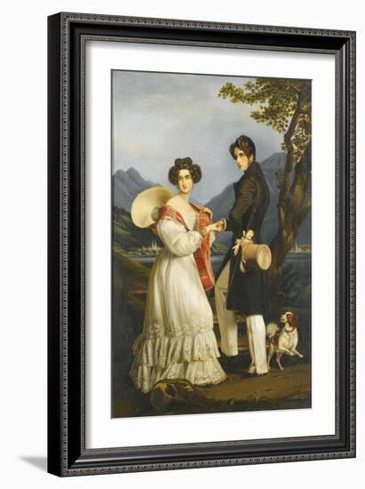 Duke Maximilian Joseph in Bavaria and Ludovika of Bavaria at Schloss Tegernsee-Joseph Karl Stieler-Framed Giclee Print