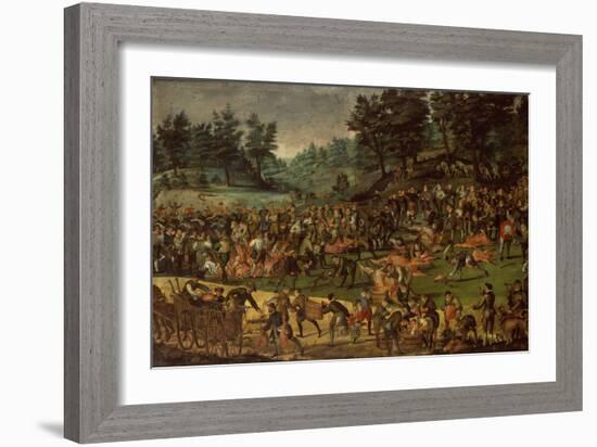 Duke of Wurttemberg his wife Dorothea von Baden and courtiers celebrating after the Hunt-German-Framed Giclee Print