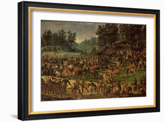 Duke of Wurttemberg his wife Dorothea von Baden and courtiers celebrating after the Hunt-German-Framed Giclee Print