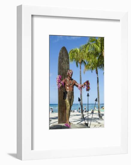 Duke Paoa Kahanamoku, Waikiki Beach, Honolulu, Oahu, Hawaii, United States of America, Pacific-Michael DeFreitas-Framed Photographic Print