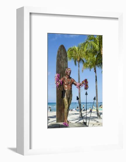 Duke Paoa Kahanamoku, Waikiki Beach, Honolulu, Oahu, Hawaii, United States of America, Pacific-Michael DeFreitas-Framed Photographic Print