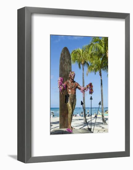 Duke Paoa Kahanamoku, Waikiki Beach, Honolulu, Oahu, Hawaii, United States of America, Pacific-Michael DeFreitas-Framed Photographic Print