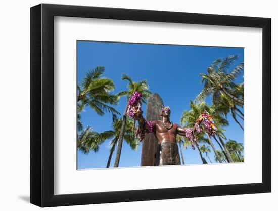 Duke Paoa Kahanamoku, Waikiki Beach, Honolulu, Oahu, Hawaii, United States of America, Pacific-Michael DeFreitas-Framed Photographic Print