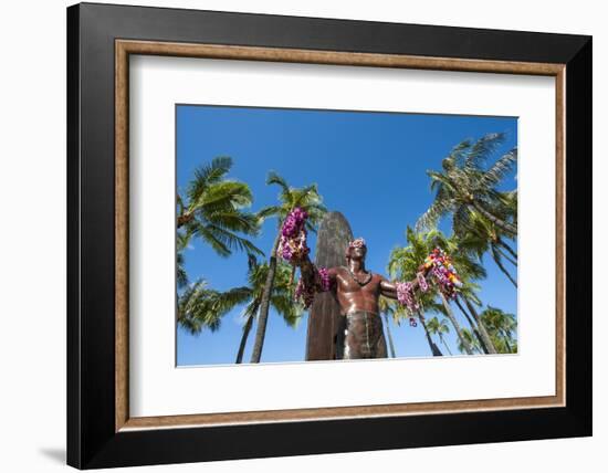 Duke Paoa Kahanamoku, Waikiki Beach, Honolulu, Oahu, Hawaii, United States of America, Pacific-Michael DeFreitas-Framed Photographic Print