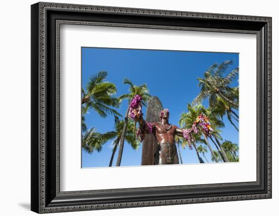 Duke Paoa Kahanamoku, Waikiki Beach, Honolulu, Oahu, Hawaii, United States of America, Pacific-Michael DeFreitas-Framed Photographic Print