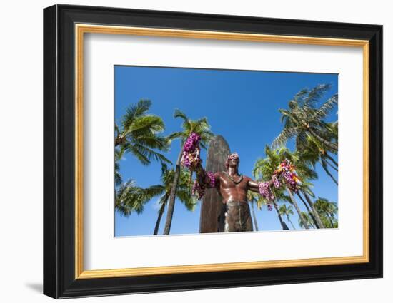 Duke Paoa Kahanamoku, Waikiki Beach, Honolulu, Oahu, Hawaii, United States of America, Pacific-Michael DeFreitas-Framed Photographic Print