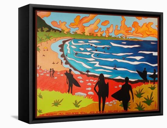 Dulan beach surfers, 2010-Timothy Nathan Joel-Framed Premier Image Canvas