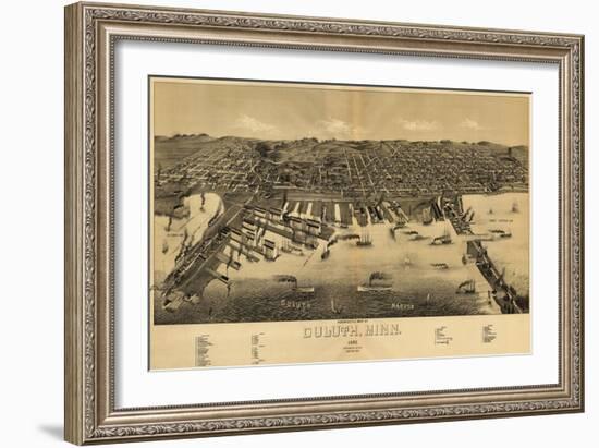 Duluth, Minnesota - Panoramic Map-Lantern Press-Framed Art Print