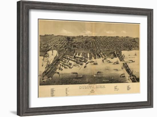 Duluth, Minnesota - Panoramic Map-Lantern Press-Framed Art Print