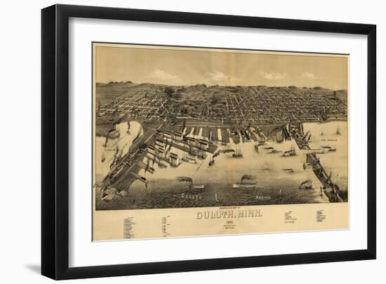 Duluth, Minnesota - Panoramic Map-Lantern Press-Framed Art Print