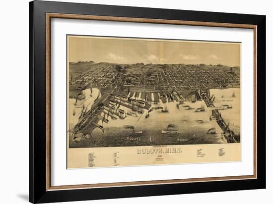 Duluth, Minnesota - Panoramic Map-Lantern Press-Framed Art Print