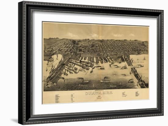 Duluth, Minnesota - Panoramic Map-Lantern Press-Framed Art Print