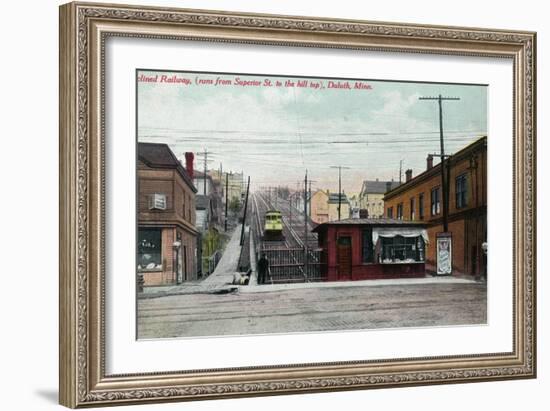 Duluth, Minnesota - View of the Superior St Incline Railway-Lantern Press-Framed Art Print