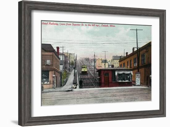 Duluth, Minnesota - View of the Superior St Incline Railway-Lantern Press-Framed Art Print