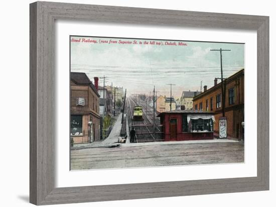 Duluth, Minnesota - View of the Superior St Incline Railway-Lantern Press-Framed Art Print