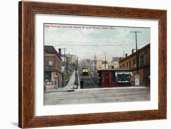 Duluth, Minnesota - View of the Superior St Incline Railway-Lantern Press-Framed Art Print