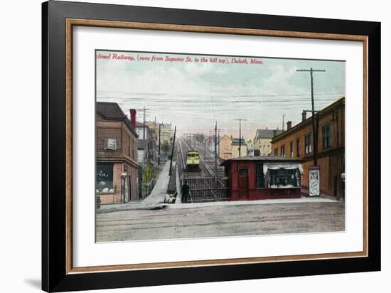 Duluth, Minnesota - View of the Superior St Incline Railway-Lantern Press-Framed Art Print