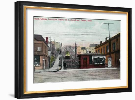 Duluth, Minnesota - View of the Superior St Incline Railway-Lantern Press-Framed Art Print