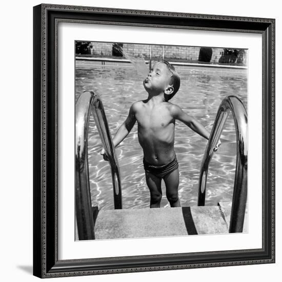 Duncan Richardson, 3-Year-Old Swimming Prodigy, Spouting Water Like a Whale, Town House Pool-Martha Holmes-Framed Photographic Print