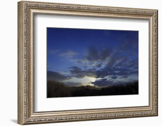 Dune Landscape with Full Moon, Night, Island Fehmarn, Schleswig-Holstein, Germany-Axel Schmies-Framed Photographic Print