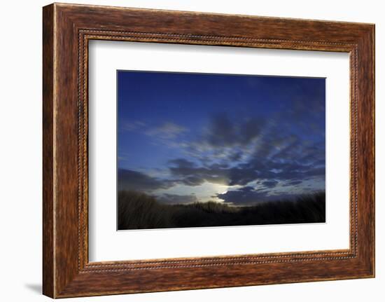 Dune Landscape with Full Moon, Night, Island Fehmarn, Schleswig-Holstein, Germany-Axel Schmies-Framed Photographic Print