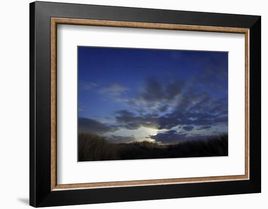 Dune Landscape with Full Moon, Night, Island Fehmarn, Schleswig-Holstein, Germany-Axel Schmies-Framed Photographic Print