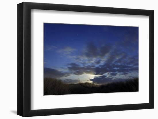 Dune Landscape with Full Moon, Night, Island Fehmarn, Schleswig-Holstein, Germany-Axel Schmies-Framed Photographic Print