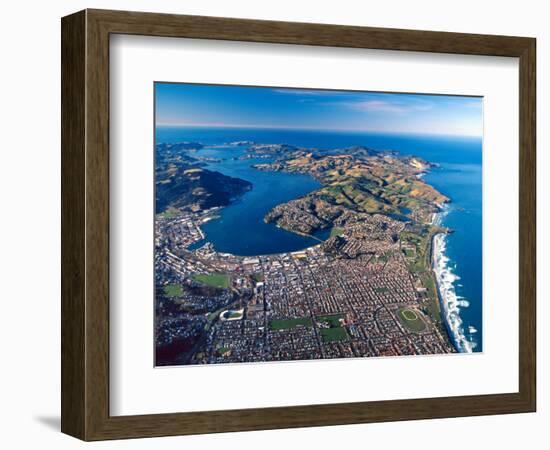 Dunedin, Otago Peninsula Harbor and Pacific Ocean, New Zealand-David Wall-Framed Photographic Print