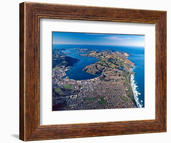 Dunedin, Otago Peninsula Harbor and Pacific Ocean, New Zealand-David Wall-Framed Photographic Print