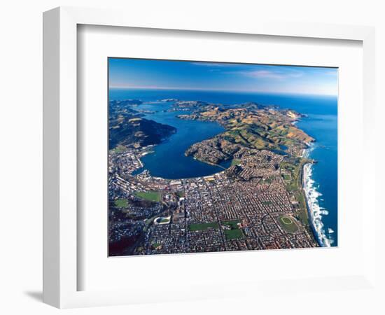 Dunedin, Otago Peninsula Harbor and Pacific Ocean, New Zealand-David Wall-Framed Photographic Print