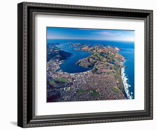 Dunedin, Otago Peninsula Harbor and Pacific Ocean, New Zealand-David Wall-Framed Photographic Print