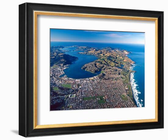 Dunedin, Otago Peninsula Harbor and Pacific Ocean, New Zealand-David Wall-Framed Photographic Print