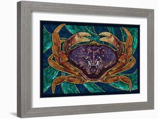 Dungeness Crab - Paper Mosaic-Lantern Press-Framed Art Print