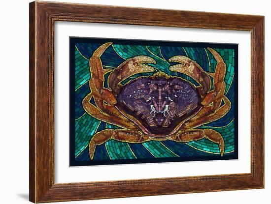 Dungeness Crab - Paper Mosaic-Lantern Press-Framed Art Print